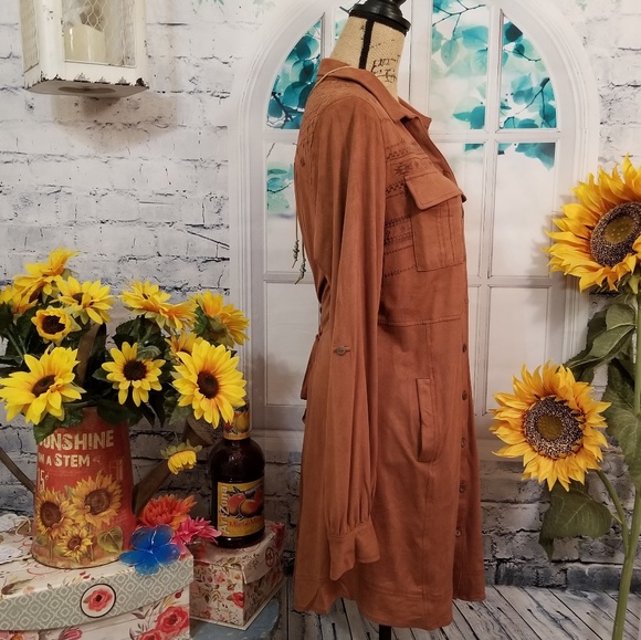 🆕️🌷BOHO GLAM!🌷FAUX SUEDE EMBROIDERY DRESS - Picture 6 of 8